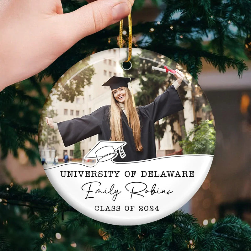 Custom Photo Dream Big, Fly High - Family Personalized Custom Ornament - Ceramic Round Shaped - Christmas Gift, Graduation Gift For Family Members, Siblings, Brothers, Sisters