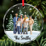 Custom Photo The Joy Of Christmas Is Found In Family - Family Personalized Custom Circle Glass Ornament - Christmas Gift For Family Members