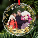 Custom Photo Being Part Of A Family Means Smiling For Photos - Family Personalized Custom Circle Glass Ornament - Christmas Gift For Family Members
