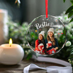 Custom Photo Christmas Brings Families Closer Together - Family Personalized Custom Circle Glass Ornament - Christmas Gift For Family Members, Siblings, Brothers, Sisters