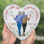 Good Drinks, Better Company - Bestie Personalized Custom Heart Shaped Stone With Stand - Christmas Gift For Best Friends, BFF, Sisters