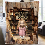 Just A Girl Enchanted By Stories- Personalized Custom Blanket - Gift For Book Lovers