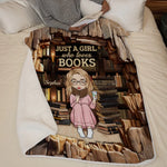Just A Girl Enchanted By Stories- Personalized Custom Blanket - Gift For Book Lovers