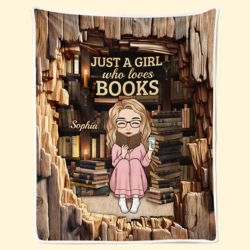 Just A Girl Enchanted By Stories- Personalized Custom Blanket - Gift For Book Lovers