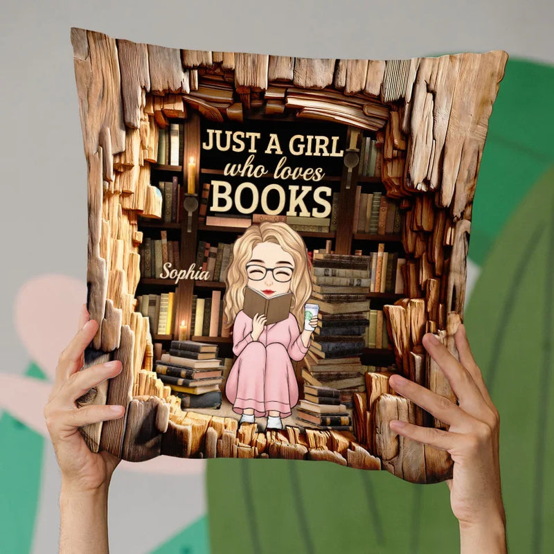 A Girl With A Passion For Reading - Personalized Custom Pillow - Gift For Book Lovers