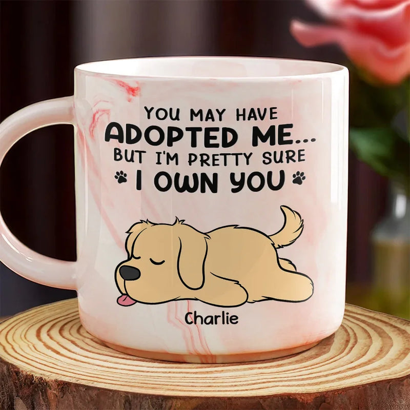 But I'm Pretty Sure I Own You - Dog & Cat Personalized Custom Marble Mug - Christmas Gift For Pet Owners, Pet Lovers