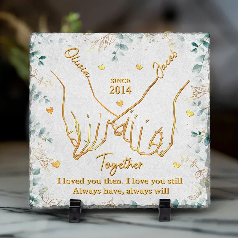 I Love You Forever And Always - Couple Personalized Custom Square Shaped Stone With Stand - Christmas Gift For Husband Wife, Anniversary, First Christmas