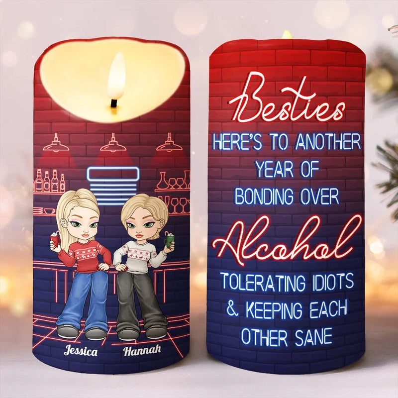 Life Is Better With Friends - Bestie Personalized Custom LED Candle - Christmas Gift For Best Friends, BFF, Sisters