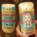 Custom Name Peace Love Light Gifts for Women - Personalized LED Candle