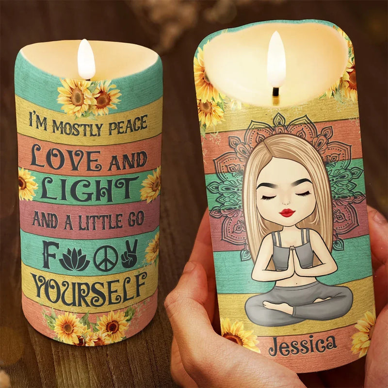 I'm Not Sugar And Spice, I'm Sage And Hood - Yoga Personalized Custom LED Candle - Christmas Gift For Yoga Lovers
