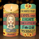 Custom Name Peace Love Light Gifts for Women - Personalized LED Candle