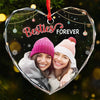 Custom Photo Friends Forever - Bestie Personalized Custom Heart Glass Ornament - Christmas Gift For Best Friends, BFF, Sisters