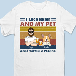 J'aime la bière et mon animal de compagnie - T-shirt unisexe personnalisé pour chien et chat, t-shirt premium, sweat à capuche - Cadeau de Noël pour les propriétaires et les amoureux des animaux