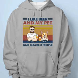 J'aime la bière et mon animal de compagnie - T-shirt unisexe personnalisé pour chien et chat, t-shirt premium, sweat à capuche - Cadeau de Noël pour les propriétaires et les amoureux des animaux