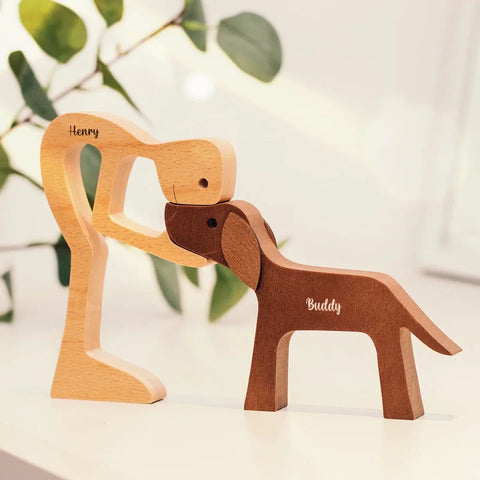 MWD - Personalized Custom Wooden Pet Carvings - The Love Between You And Your Fur-Friend - Gift For Pet Lovers - New Arrival, Wood Sculpture Table Ornaments, Carved Wood Decor AMZ