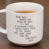 Cher patron, merci d'être mon patron - Tasse en poterie imprimée personnalisée pour collègue - Cadeau pour collègues, amis de travail, collègues