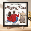 Finding Love In All The Right Pieces - Couple Personalized Custom 2-Layered Wooden Plaque With Stand - Gift For Husband Wife, Anniversary