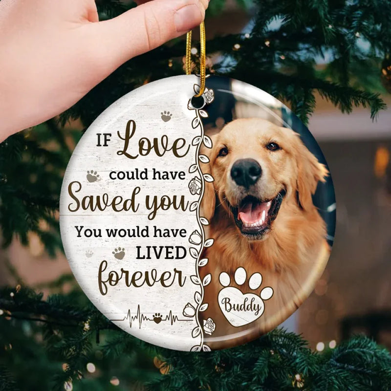Custom Photo Until We Meet Again, My Loyal Friend - Memorial Personalized Custom Ornament - Ceramic Round Shaped - Christmas Gift, Sympathy Gift For Pet Owners, Pet Lovers