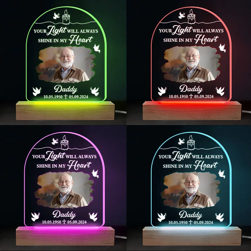 Custom Photo A Shining Soul That Will Never Be Forgotten - Memorial Personalized Custom Shaped 3D LED Light - Sympathy Gift For Family Members