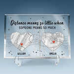 Location Map Distance Means So Little When Someone Means So Much - Couple Personalized Custom Map Rectangle Shaped Acrylic Plaque - Map Art, Gift For Husband Wife, Anniversary