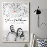 Custom Photo Location Map The Beginning Of Forever - Couple Personalized Custom Map Vertical Poster - Map Art, Christmas Gift For Husband Wife, Anniversary