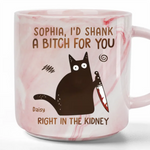 Custom Name Funny Protective Cat Gifts for Friends - Personalized Marble Mug