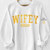 Wifey Est - Couple Personalized Custom Unisex Sweatshirt With Design On Sleeve - New Arrival, Gift For Husband Wife, Anniversary AMZ