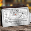 Carte de localisation « Vous êtes la carte de mon cœur » – Carte personnalisée pour couple, carte portefeuille en aluminium – Art cartographique, cadeau de Noël pour mari et femme, anniversaire