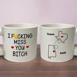Never Too Far To Have Coffee Together - Bestie Personalized Custom Chunky Mug - Gift For Best Friends, BFF, Sisters