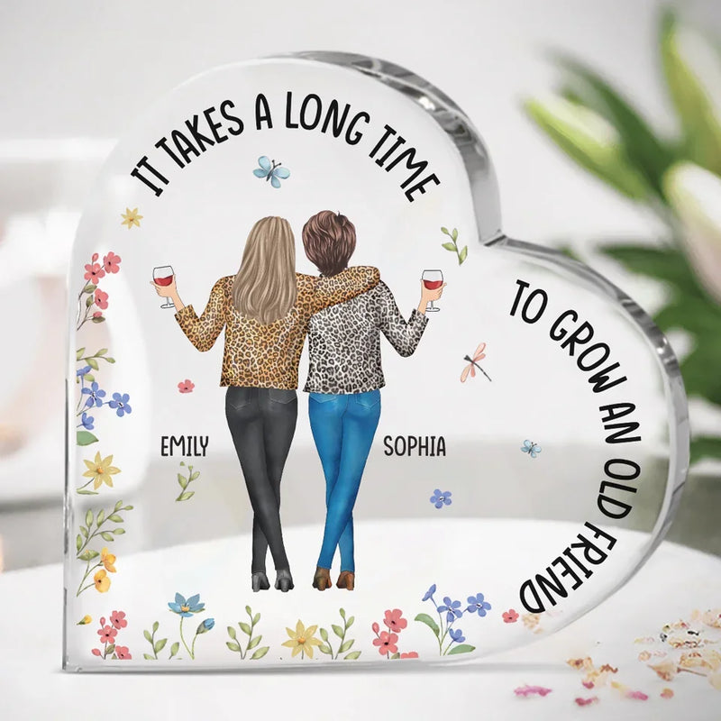 Cheers To The Good Times And Great Friends - Bestie Personalized Custom Heart Shaped Acrylic Plaque - Christmas Gift For Best Friends, BFF, Sisters