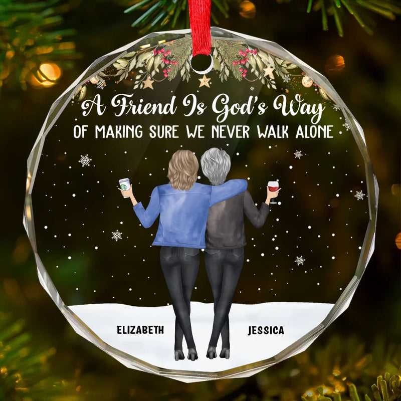 Friends Make The World Beautiful - Bestie Personalized Custom Circle Glass Ornament - Christmas Gift For Best Friends, BFF, Sisters