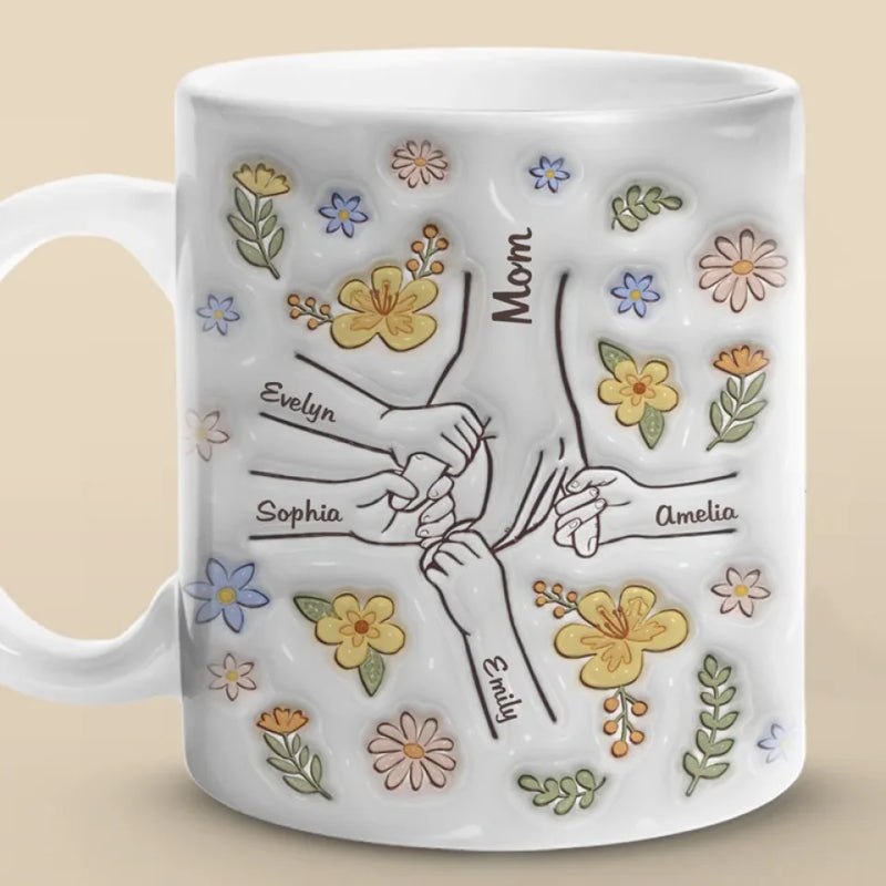The Heart Of The Family, The glue That Holds Us Together - Family Personalized Custom 3D Inflated Effect Printed Mug - Gift For Mom, Grandma