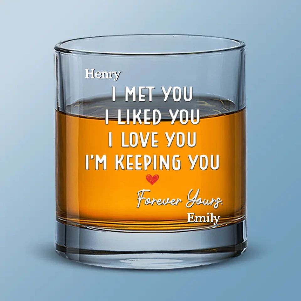 I Knew I Belonged To You - Couple Personalized Custom Whiskey Glass - Gift For Husband Wife, Anniversary