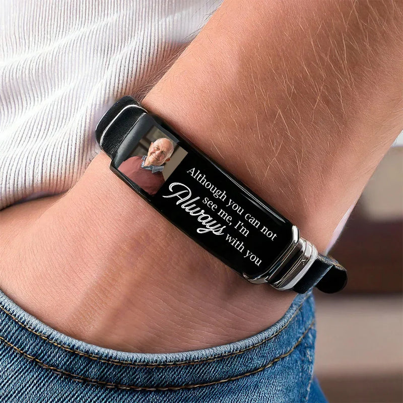 Custom Photo You Never Walk Alone - Memorial Personalized Custom Bracelet - Sympathy Gift For Family Members
