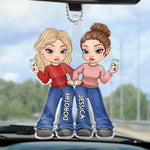 Friends Don’t Let Friends Do Silly Thing Alone - Bestie Personalized Custom Car Ornament - Acrylic Custom Shaped - Gift For Best Friends, BFF, Sisters