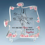 Mama’s Hand, My First And Forever Hold - Family Personalized Custom Puzzle Shaped Acrylic Plaque - Gift For Mom, Grandma