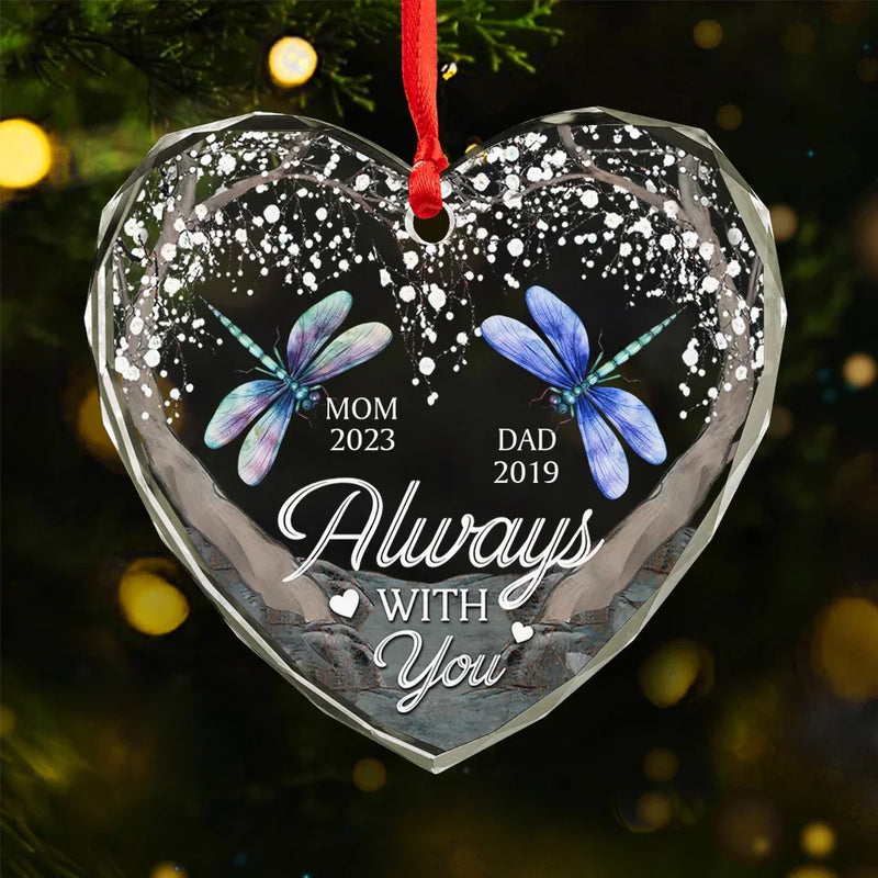 Your Life Was A Blessing, Your Memory A Treasure - Memorial Personalized Custom Heart Glass Ornament - Sympathy Gift For Family Members