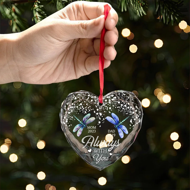 Your Life Was A Blessing, Your Memory A Treasure - Memorial Personalized Custom Heart Glass Ornament - Sympathy Gift For Family Members