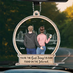 Two Heads, One Heart - Couple Personalized Custom Car Ornament - Acrylic Custom Shaped - Gift For Husband Wife, Anniversary
