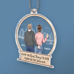 Two Heads, One Heart - Couple Personalized Custom Car Ornament - Acrylic Custom Shaped - Gift For Husband Wife, Anniversary