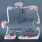 Mama’s Hand, My First And Forever Hold - Family Personalized Custom Puzzle Shaped Acrylic Plaque - Gift For Mom, Grandma