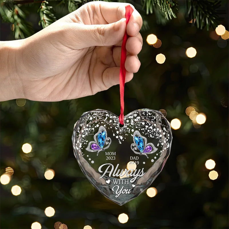 A Life Well-Lived Is A Life Remembered - Memorial Personalized Custom Heart Glass Ornament - Sympathy Gift For Family Members