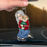 A Little Bit Parent, A Little Bit Best Friend - Family Personalized Custom Car Ornament - Acrylic Custom Shaped - Gift For Grandma
