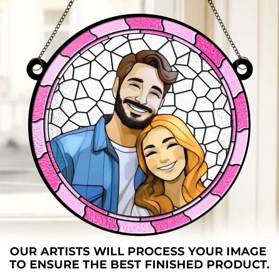 Custom Photo Forever With You - Couple Personalized Window Hanging Suncatcher Ornament - Gift For Husband Wife, Anniversary