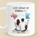 Love Knows No Distance - Couple Personalized Custom Mug - Gift For Husband Wife, Anniversary, Long Distance Relationship