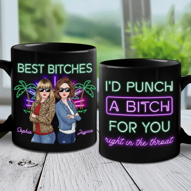 Mess With You, Deal With Me - Bestie Personalized Custom Black Mug - Gift For Best Friends, BFF, Sisters