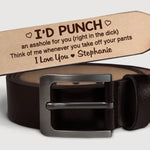 I’m Your First Line Of Defense - Couple Personalized Custom Engraved Leather Belt - Gift For Husband Wife, Anniversary