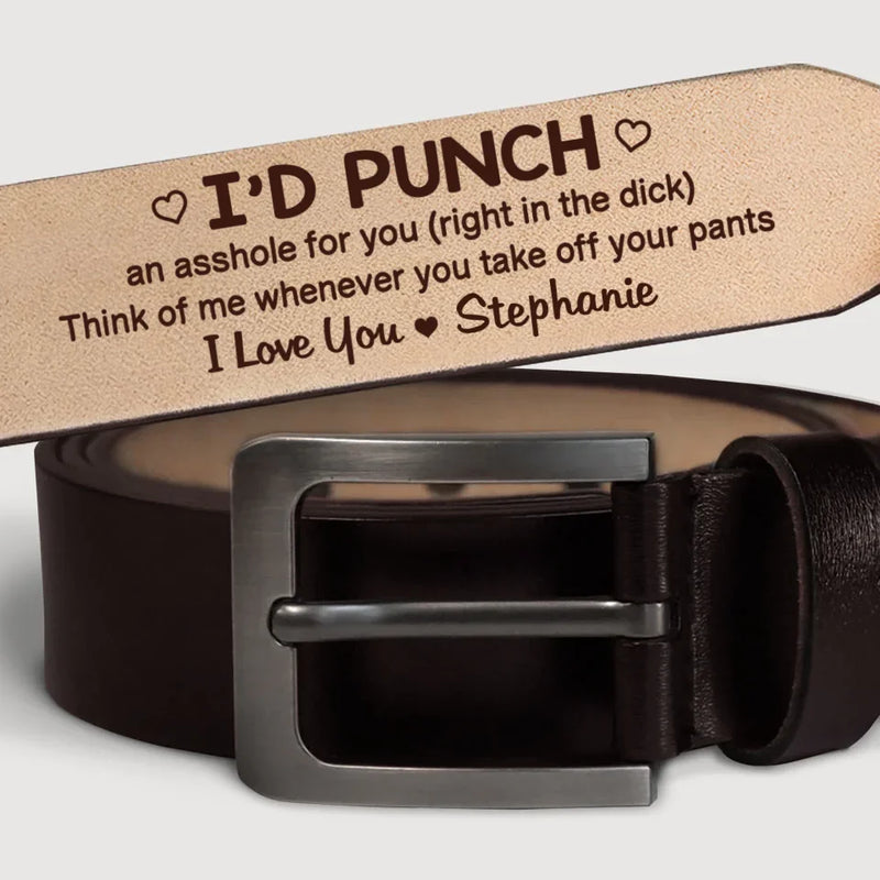 I’m Your First Line Of Defense - Couple Personalized Custom Engraved Leather Belt - Gift For Husband Wife, Anniversary