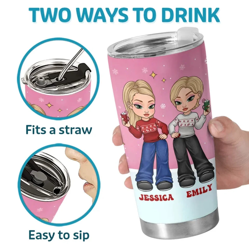Best Friends Are The Best Therapy - Bestie Personalized Custom Tumbler - Christmas Gift For Best Friends, BFF, Sisters