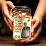 Custom Photo Loved Deeply, Missed Dearly - Memorial Personalized Custom Mason Jar Light - Sympathy Gift For Family Members